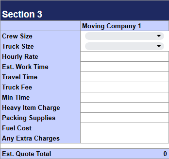 Spreadsheet section 3